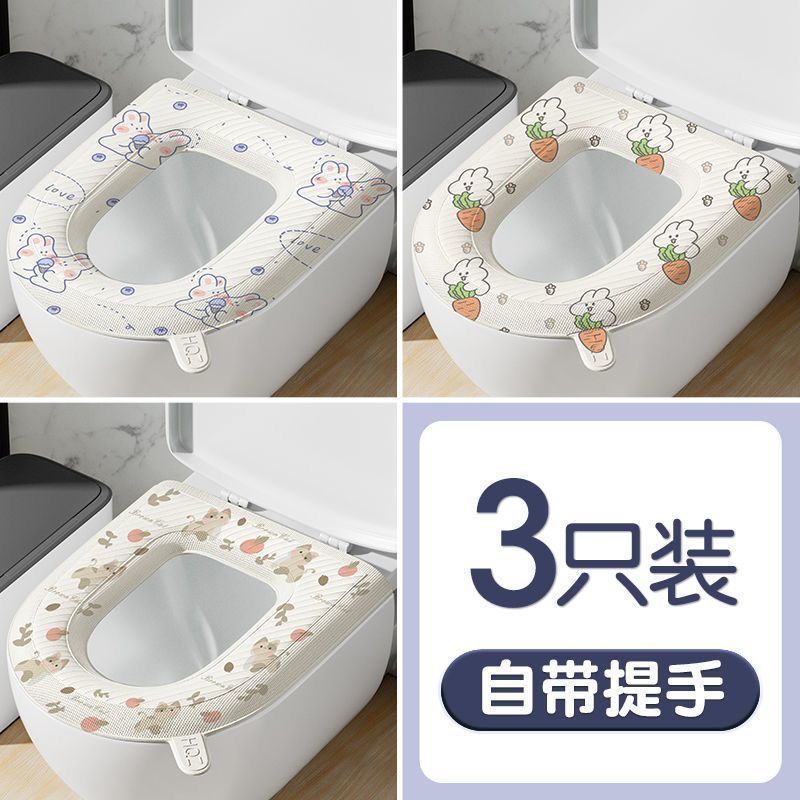 トイレマット 洗える 家庭用 防水 洗濯不要 オールシーズン万能 粘着式シートクッション 便座カバー シートパッド プリント|undefined
