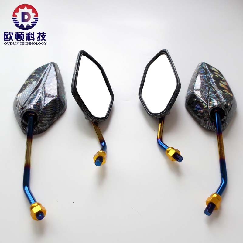 New motorcycle electroplating Rod rearview mirror electric car reflector laser water transfer printing rearview mirror modification colorful Rod