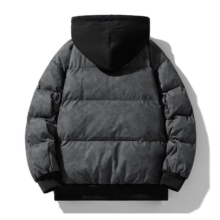 Giacca invernale da uomo in cotone con cappuccio - Cappotto spesso e caldo, design bicolore alla moda, opzioni nero/grigio/viola_voghion.com