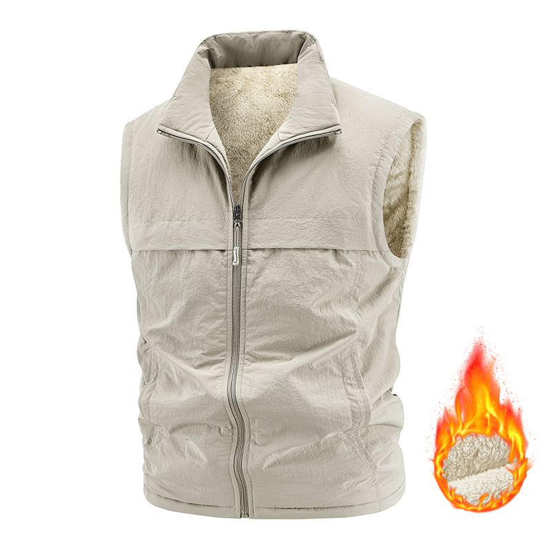 Reversible Fleece Vest Workwear Logo Winter Thickened Warm Men's Vest Group Purchase Vest Men Reversible Fleece Vest Workwear Logo Winter Thickened Warm Men's Vest Group Purchase Vest Men