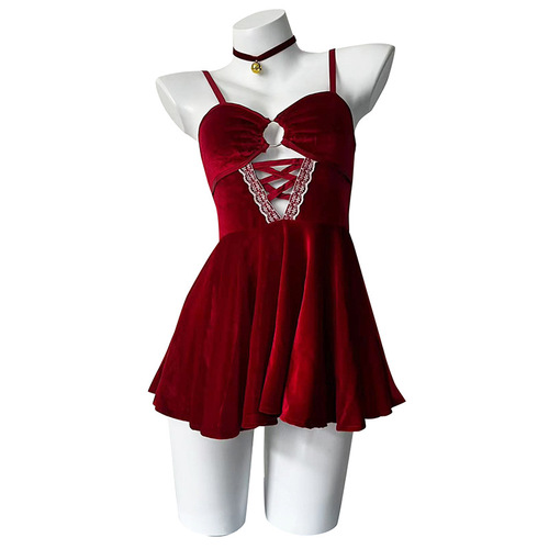 Linlinning Erotic Lingerie Nightgown Seductive Hot Bed Passionate Strap Dress Small Bust Makes You Look Bigger Lingerie Set 2625