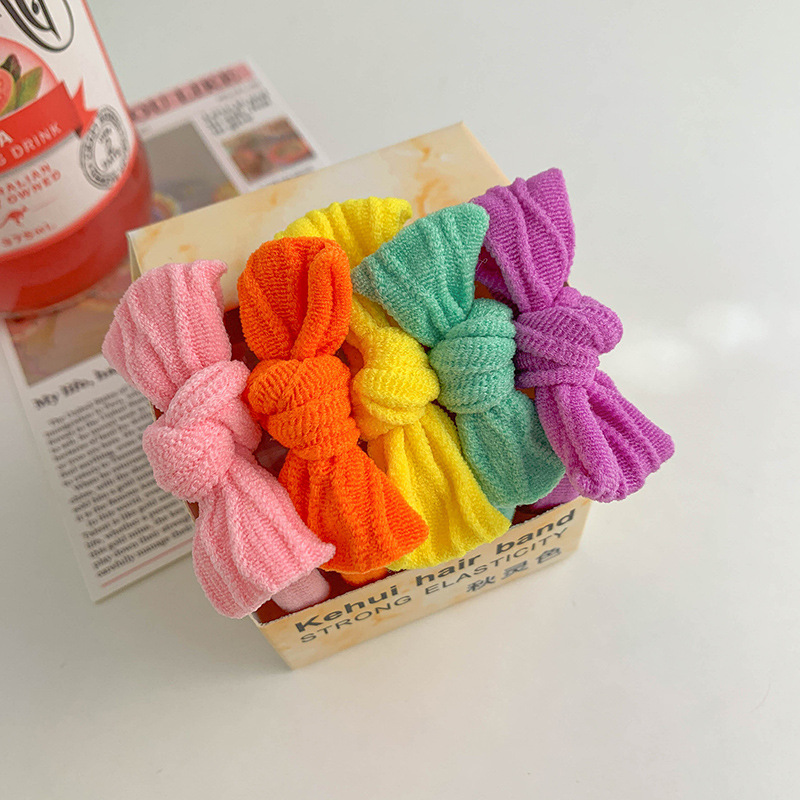 Colorido arco cuerda de pelo de las mujeres de alta elástico durable cuerda de pelo lazo de pelo de alta Cola de Caballo banda de goma bola cabeza lindo anillo de pelo