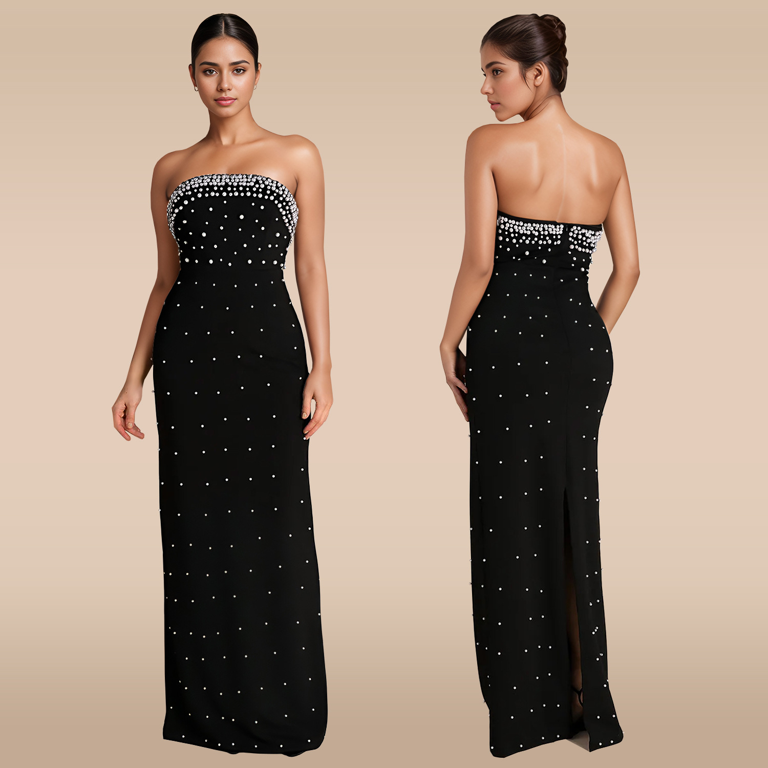 C7218 Cross-border AliExpress Amazon Moda europea y americana top de tubo de mujer vestido de espalda abierta con cuentas sexy image 4