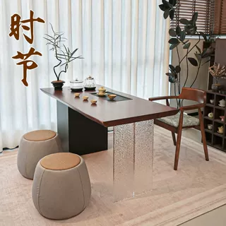 禅意茶室茶台原木阳台茶桌椅组合小型款高级感家用实木泡茶桌茶台