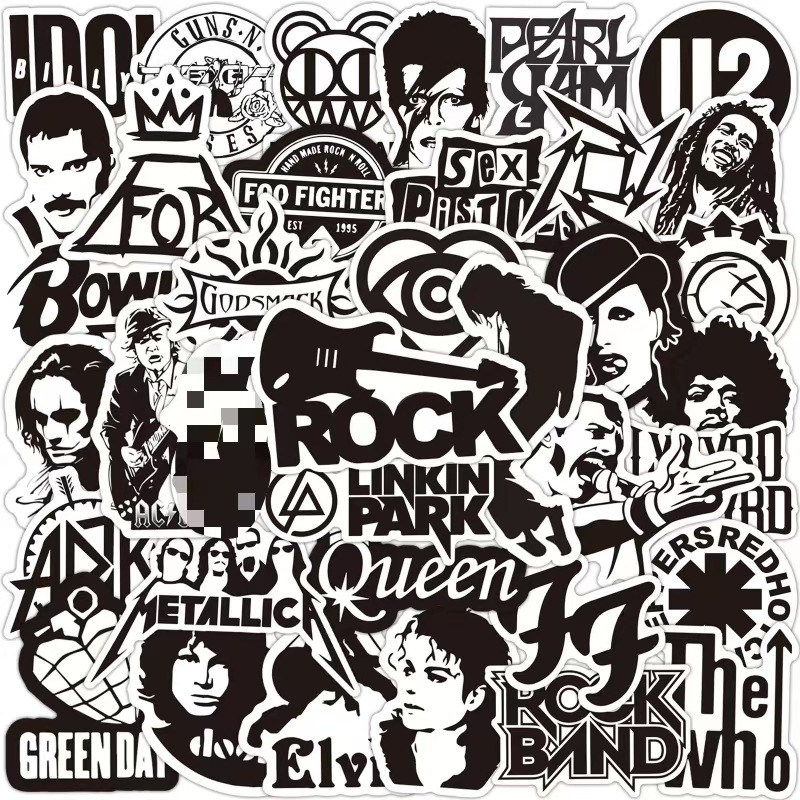 50 pegatinas góticas en blanco y negro bruja cráneo pegatinas de graffiti scooter guitarra taza de agua caja de la carretilla pegatinas de ordenador