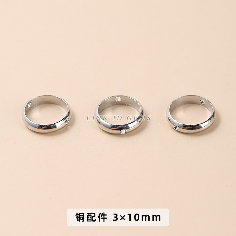 Silver straight hole copper ring inner diameter 10mm