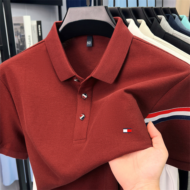 American Genuine Tommy Men's Short-Sleeved Polo Shirt Summer Pure Cotton T-Shirt Business Casual Loose Half-Sleeved Dropshipping