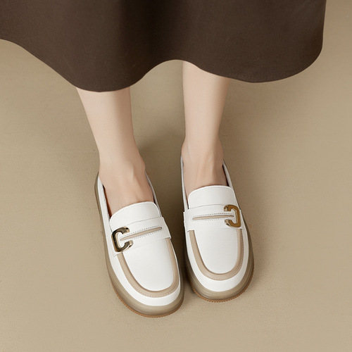 New small leather shoes, cross-border loafers, women's casual shoes, women's versatile slip-on women's shoes, factory direct supply of Doudou shoes