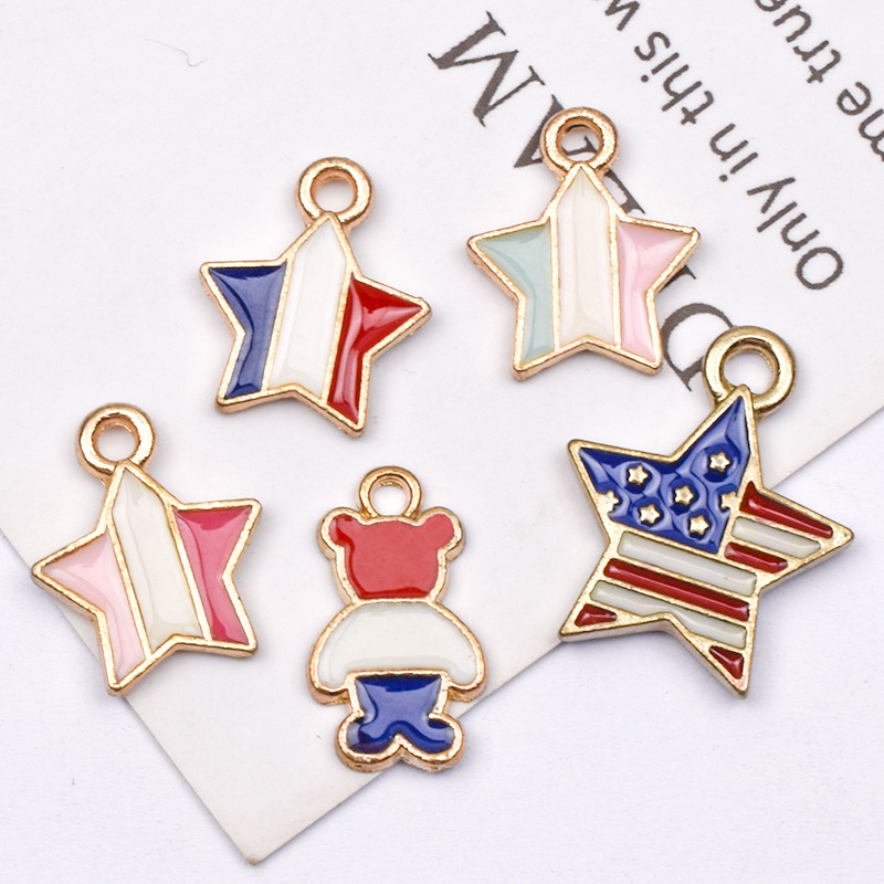 10 Pcs/package Simple Style National Flag Star Alloy Enamel Jewelry Accessories display picture 1