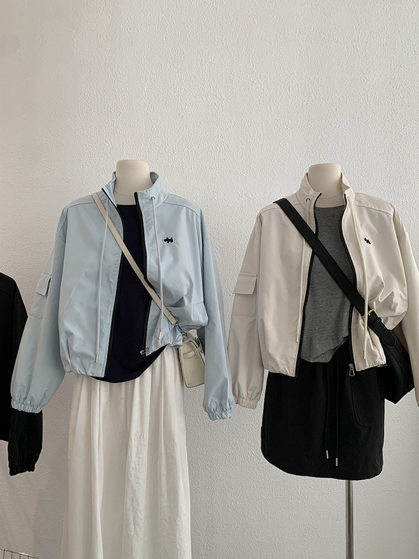 Omalai 刺繍ワークウェアスタンドカラーショートジャケット女性のための 2025 秋の新作長袖ジャケットトップトレンディ 3789|undefined