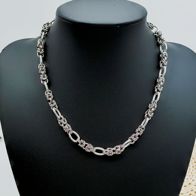 Multi Ring Interlocking Necklace For Men Stainless Steel Hip Hop_voghion.com