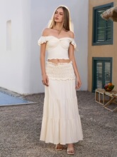 W 50841 Sexy Crop Top Pleated Skirt Set �Ը�������װ ��