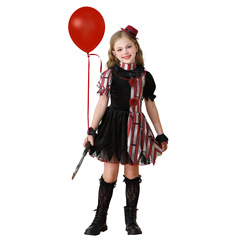ハロウィーン子供服ピエロ回魂cos女の子ワンピースパーティーおかしな衣装カーニバルショー服
