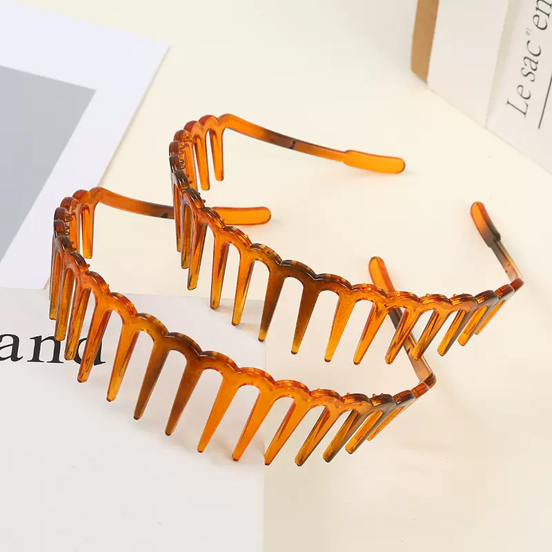 时尚防滑发箍高颅顶头扣带齿洗脸压碎发头箍波浪齿简约发饰新款