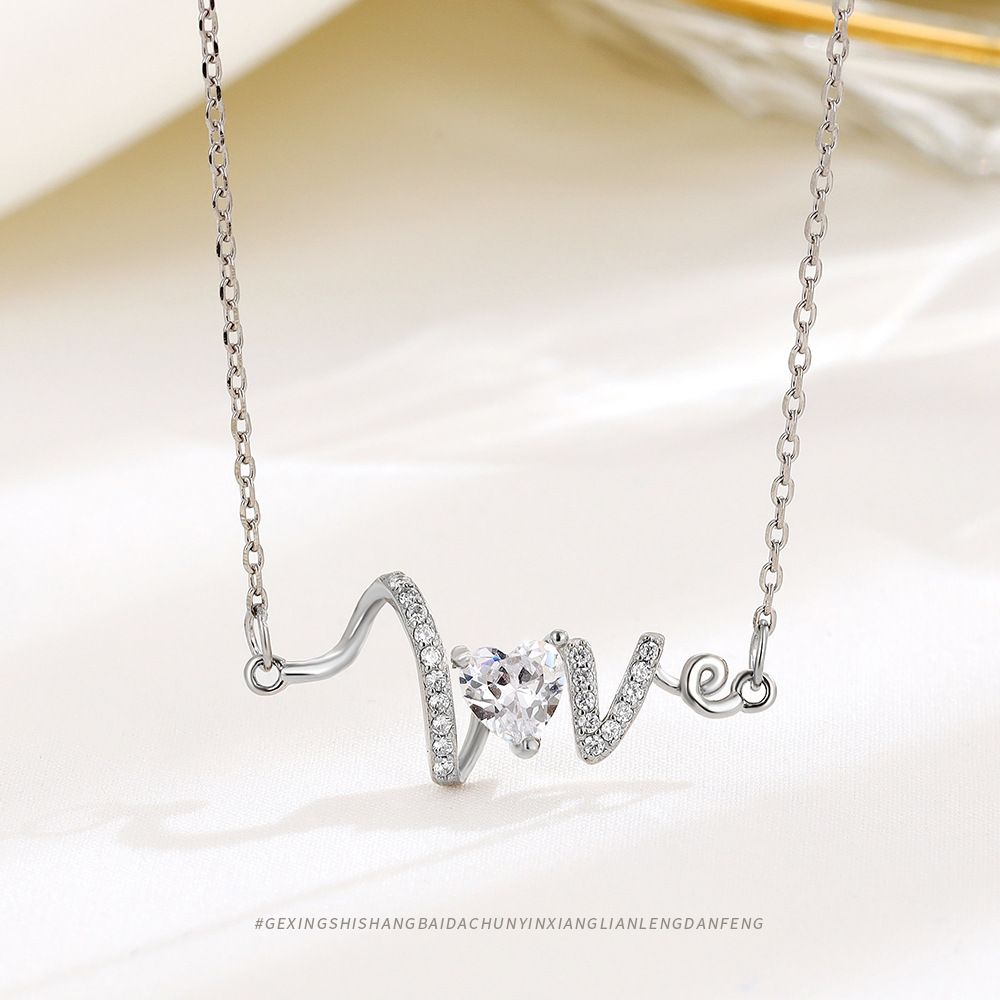 1 Piece 925 Sterling Silver Geometric Heart Shape Bow Knot 925 Sterling Silver Cable Chain Pendant Necklace display picture 20