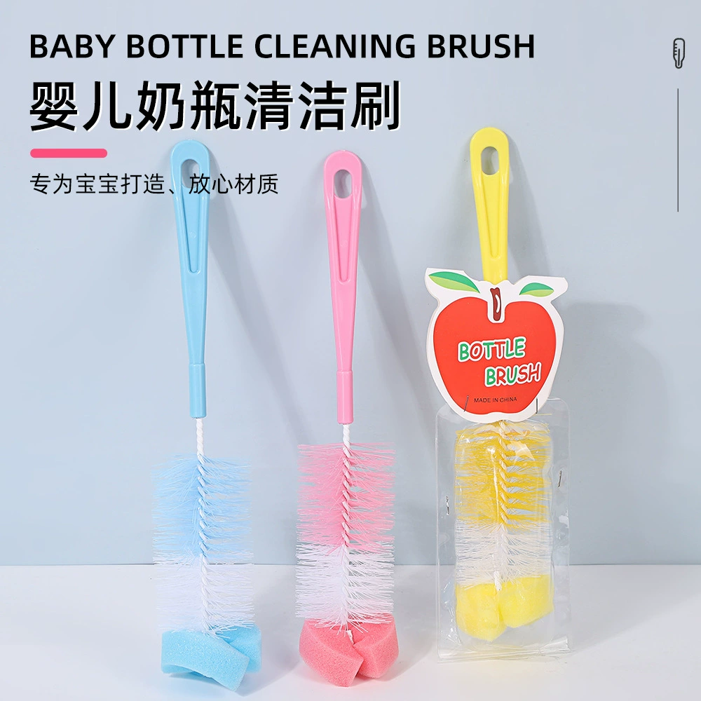 Бытовая щетка для детских бутылочек, губка с вертикальной нейлоновой щеткой для бутылочек, длинная ручка с отверстием для подвешивания, щетка для ежедневной чистки яблок