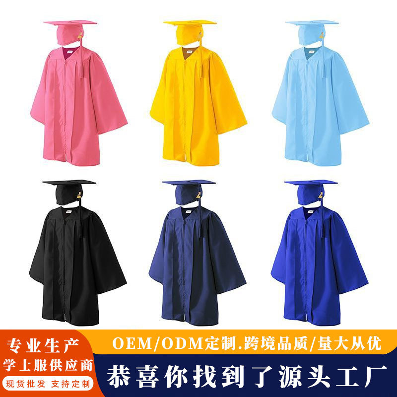 2026 Doctoral Gown Children's Bachelor's Gown Kindergarten Set Children's Doctoral Gown Performance Costume Graduation Photo Dress