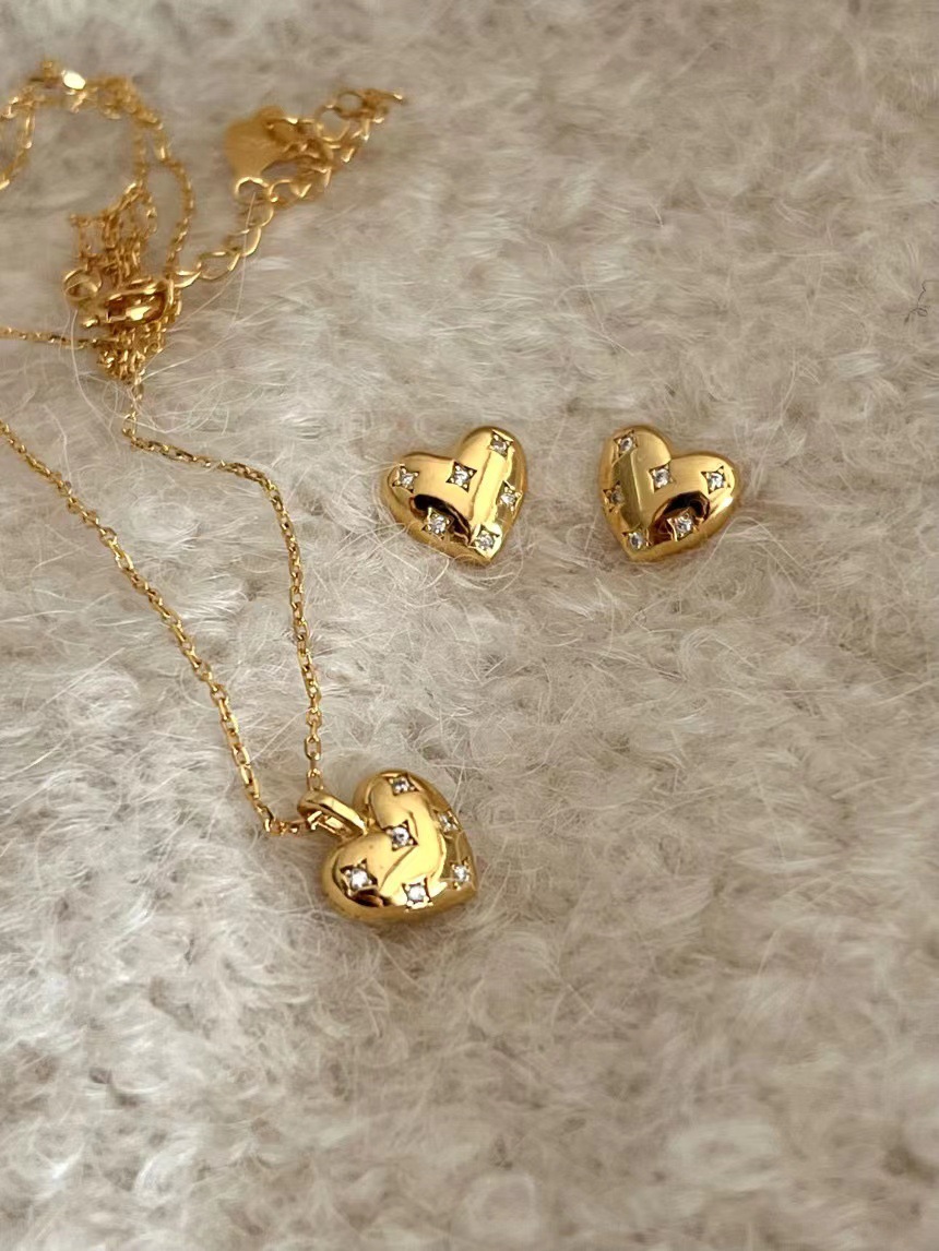 Pendant Necklace Classification 925 Sterling Silver Zircon Cable Chain Plating Inlay Heart Shape Pendant Necklace