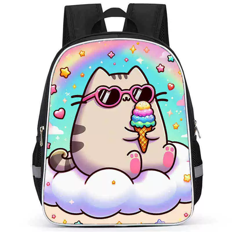 Рюкзак учебный Pusheen Fat Jimao с принтом периферийного типа, через стекло, зарубежная торговля, школьный рюкзак