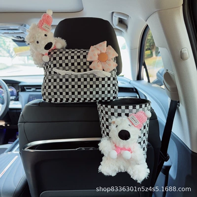 Car tissue box/set cute cartoon design for car - pink-hat-west-highland-black-and-white-bubble-pattern-tissue-box-west-highland-black-and-white-bubble-pattern-trash-bin-seat-version