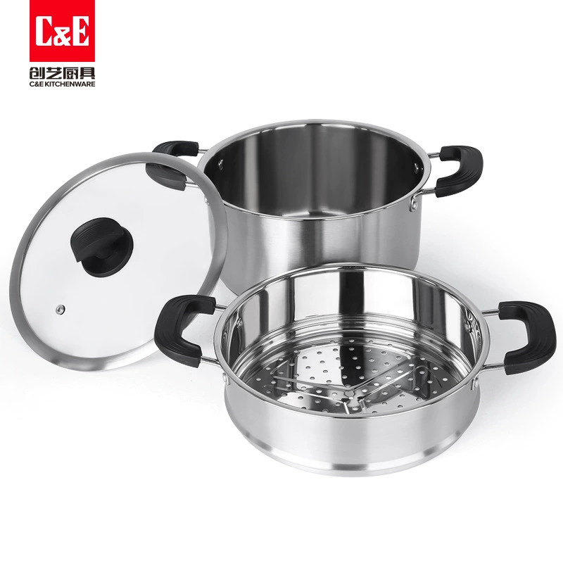 Пароварка C & E Chuangyi 304 нержавеющая сталь, двухслойная, для приготовления на пару и варки, большая емкость, повторное основание, многопрофильная кастрюля для супа на кухне дома