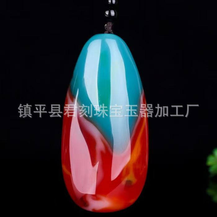 新疆外蒙料原石手把件鸡血玉文玩高仿和田玉金丝玉七彩玉把玩件