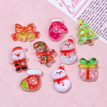 亮闪闪冰透圣诞节卡通铃铛奶油胶diy手工发夹材料树脂配件配饰