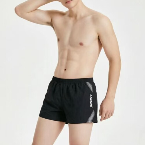 Adult fat people add weight and enlarge swimming trunks new quick-drying sports pants for men double-layer anti-embarrassment five-point pants for running and fitness