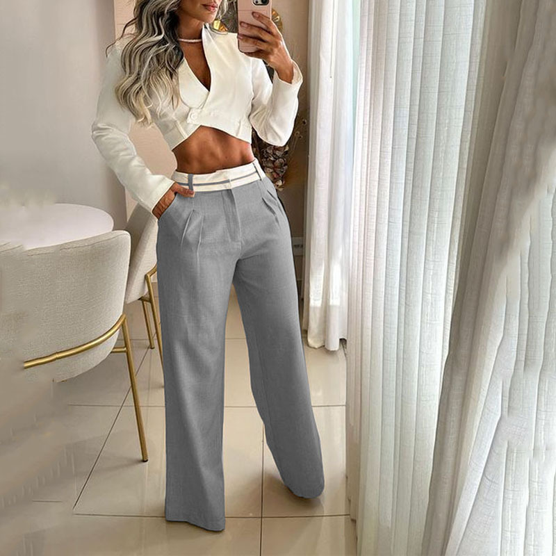 Women's Simple Style Solid Color Polyester Pocket Pants Sets display picture 1