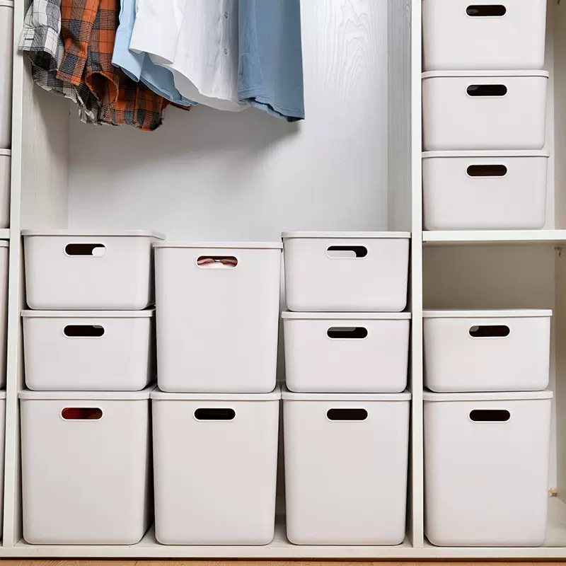 批发桌面收纳盒带盖零食整理筐玩具杂物化妆品衣物防尘塑料储物盒