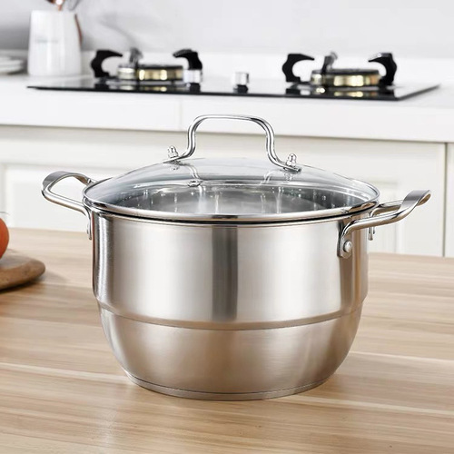 Stainless steel soup pot thickened Korean double bottom soup steamer single layer two layer steamer high-end gift manufacturer wholesale