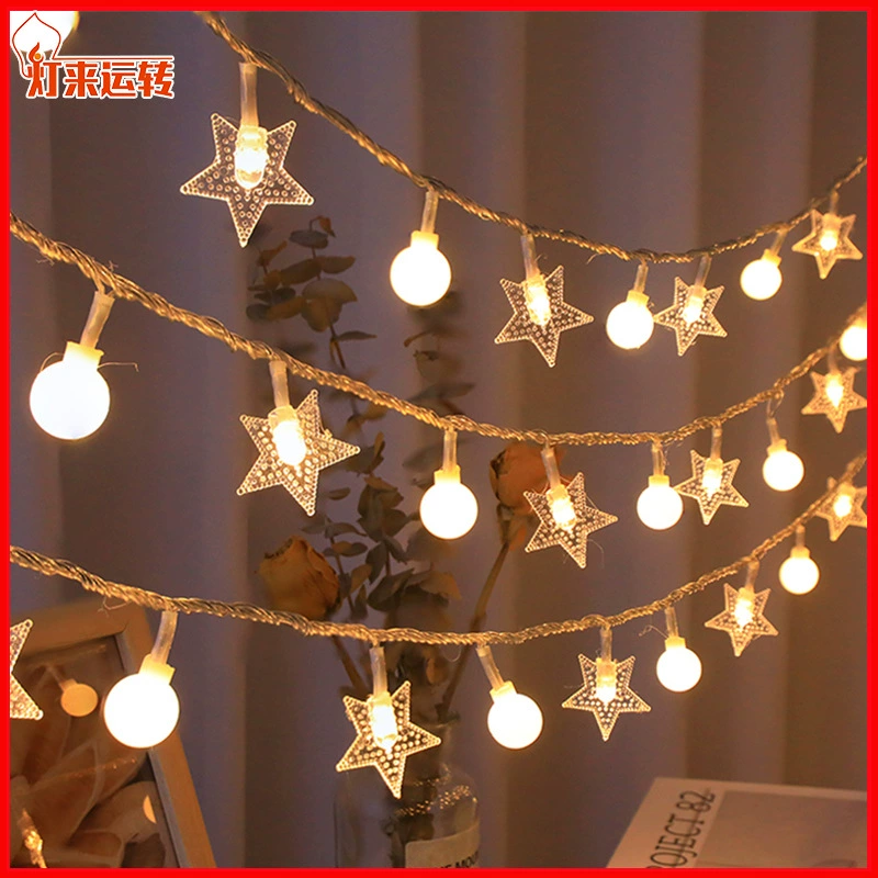 LED string lights, solar USB battery options, star & moon decorative camping light strip, multi-length