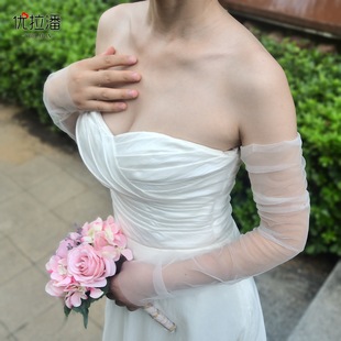 Youlapan Vm20A Transparent Gauze Long Wedding Gloves Wedding Photo Versatile Bride Bridesmaid Sleeve Decoration