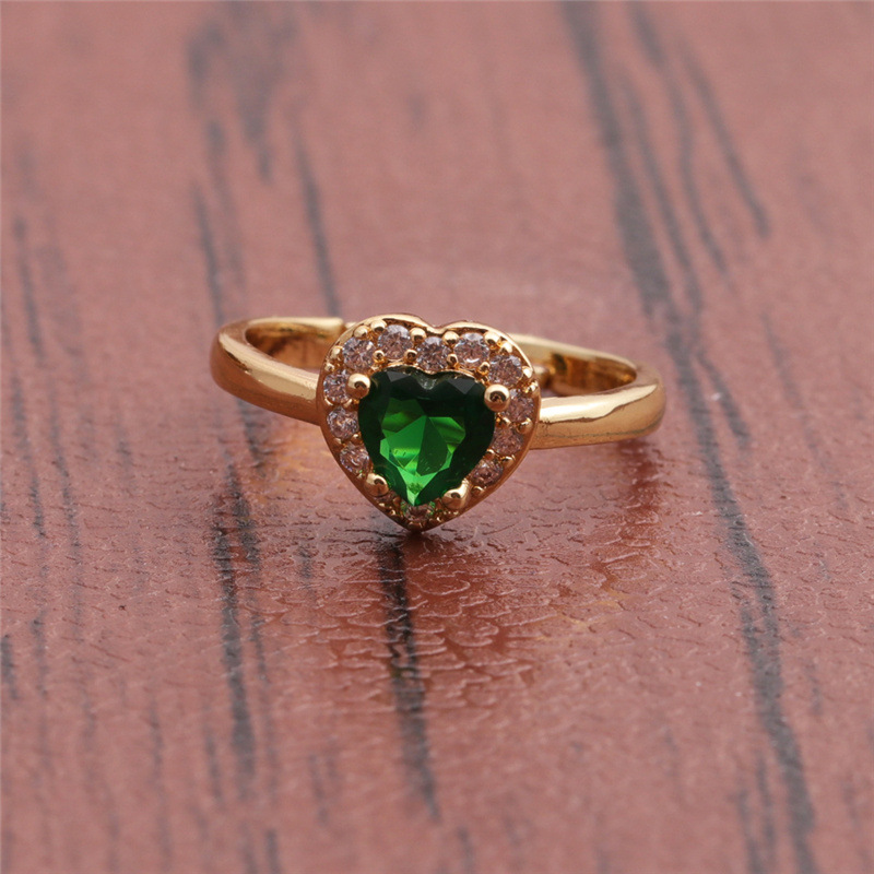 Fashion Heart-shaped Copper Gold-plated Micro-inlaid Zircon Open Ring display picture 5