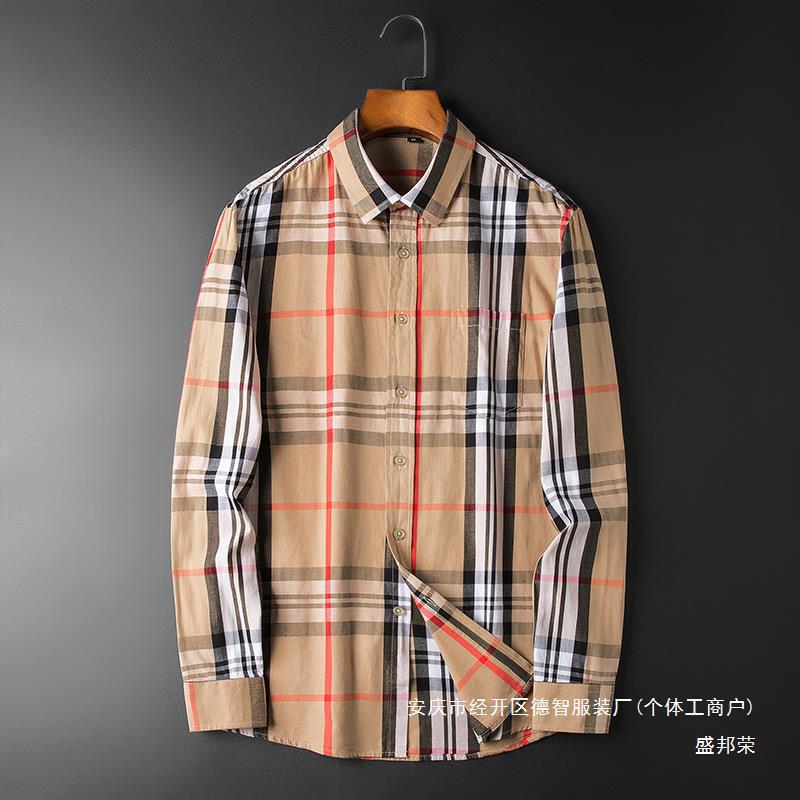 Cross-Border Spring and Summer New Style Oba Balliana Business Men's Long-Sleeved Slim Non-Iron Shirt Casual Plaid Shirt