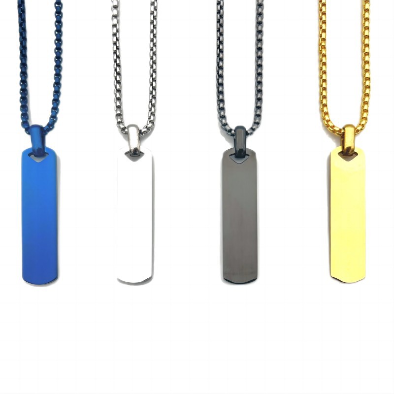 Pendant Necklace Classification Simple Style Solid Color Rectangle Titanium Steel Unisex Pendant Necklace Men Pendant Necklaces