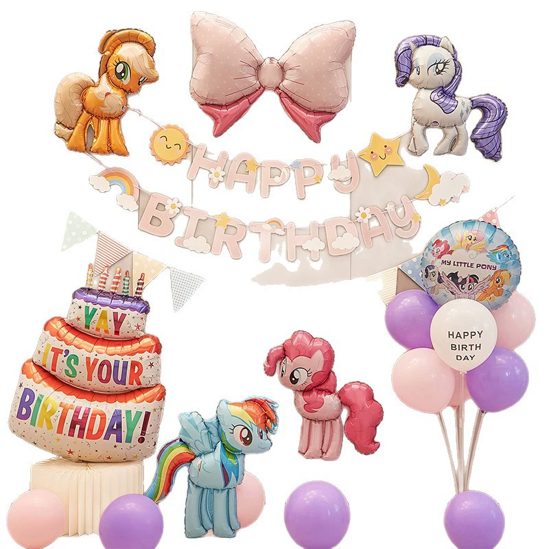 Украшение для дня рождения в стиле My Little Pony Cartoon Girl, сцена-декорация, шарики, фоновый набор для детей и младенцев