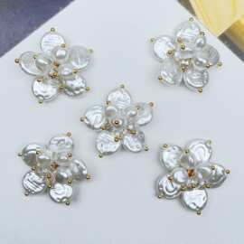 温柔奶白珠光花瓣花饰 仿珍珠纹理精致百搭 diy 发簪耳饰发服鞋花
