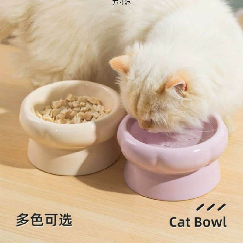 반려동물 그릇, 넘어짐 방지 고양이 그릇, 세라믹 흑점 방지, 큰 입구 이중 그릇, 강아지 그릇, 반려동물 용품