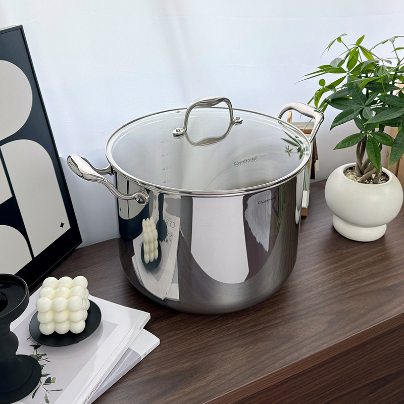 Chockmen Zhuo Deming 18/10 olla de sopa alta de acero inoxidable cubo olla de sopa profunda olla de estofado con salmuera hueso de tubo de gran capacidad