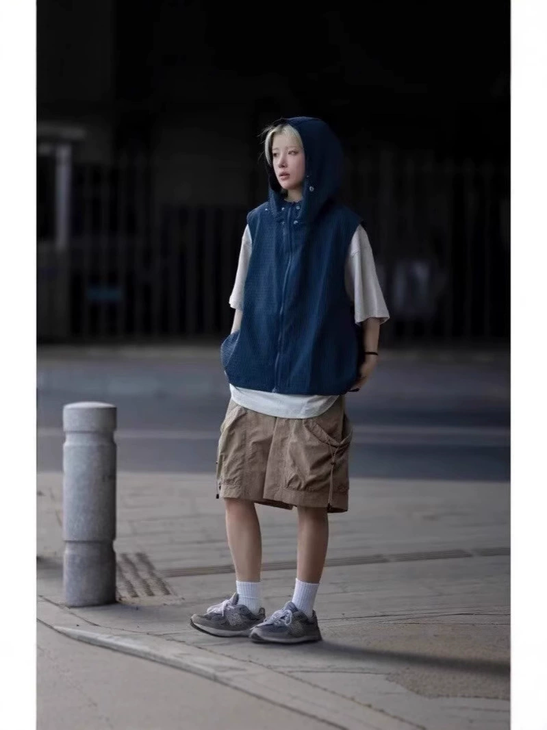 Ретро японский жилет, майка для отдыха, жилетка, оверсайз