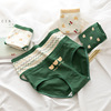 Japanese cute green pants, cartoon underwear for elementary school students, trousers, with little bears
