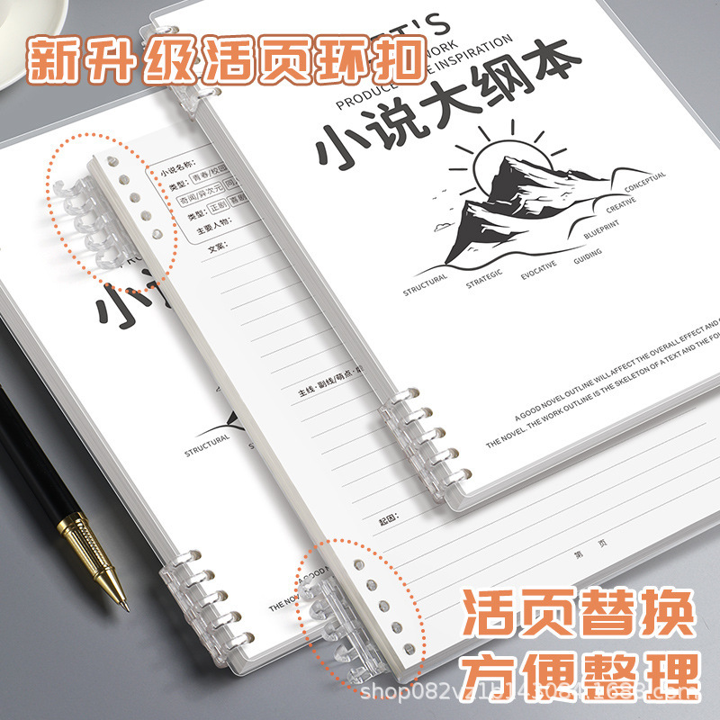 小説執筆用ノート、学生向けルーズリーフ用紙、キャラクターセットアップアウトラインノート、キャラクター専用テンプレート|undefined