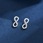 跨境新款时尚通勤微镶无限符号几何耳钉巧精致简约气质百搭耳饰品