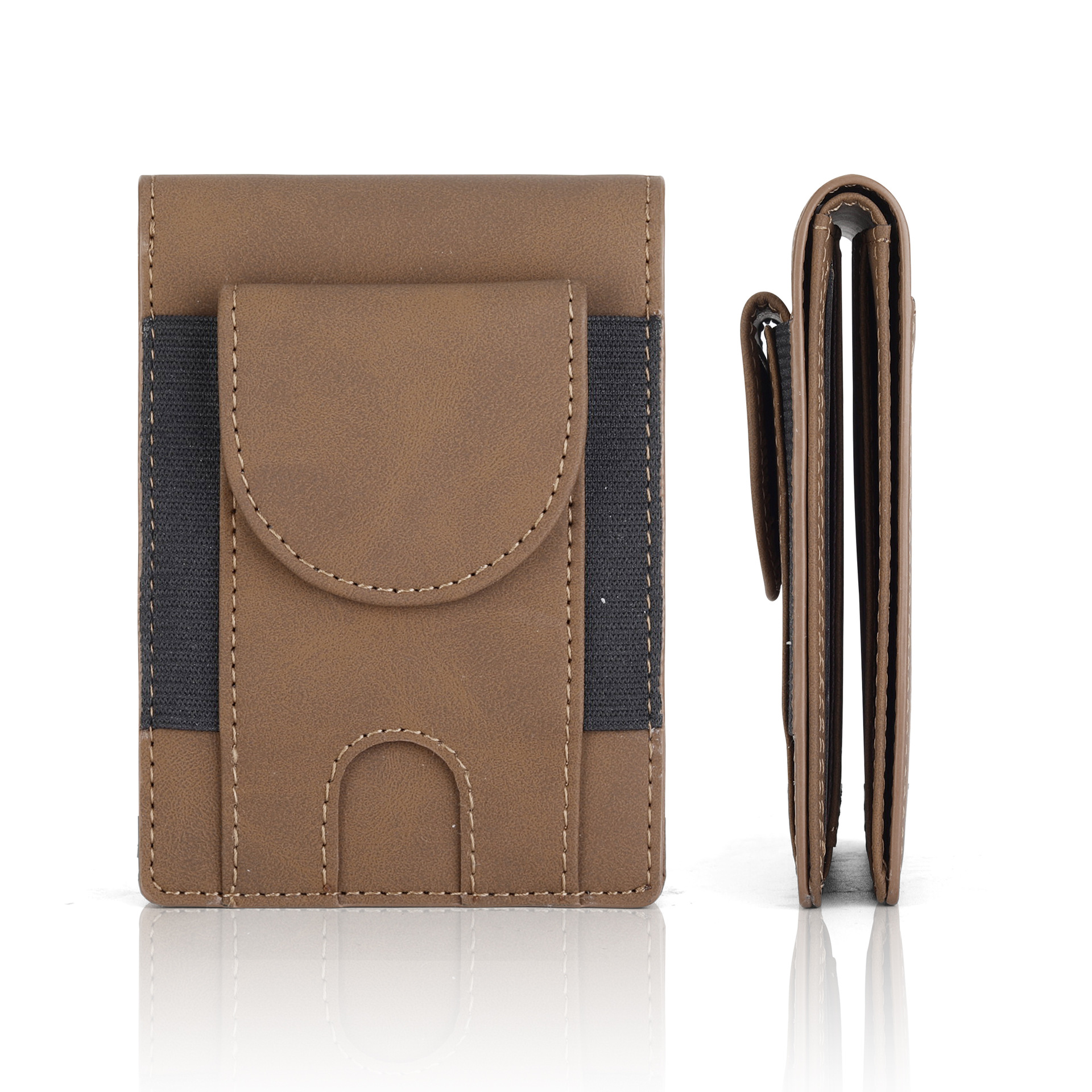 Cross-border popular Flip caja de tarjeta de metal cartera de los hombres de bienes genuinos al por mayor de múltiples funciones de la fibra de carbono Cartera de cuero billetera