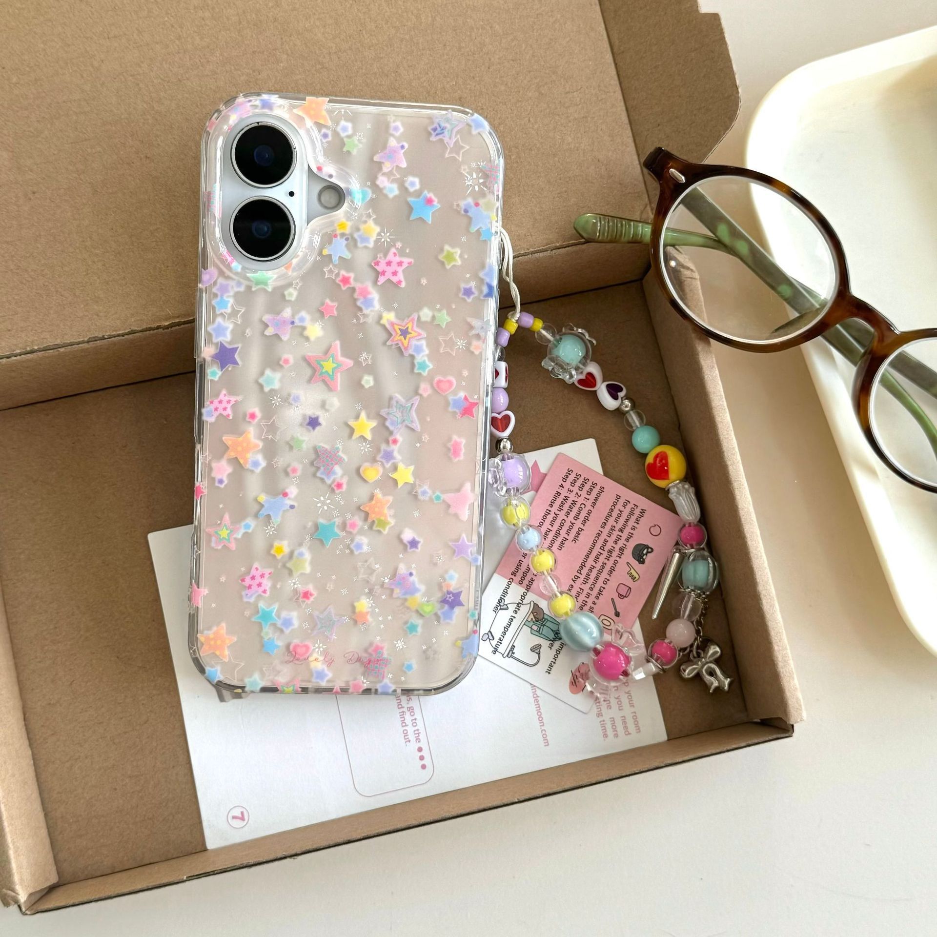 Estilo coreano ins color estrella mariposa apple 16ProMax pulsera 14/13 funda para teléfono móvil iphone15 mujer