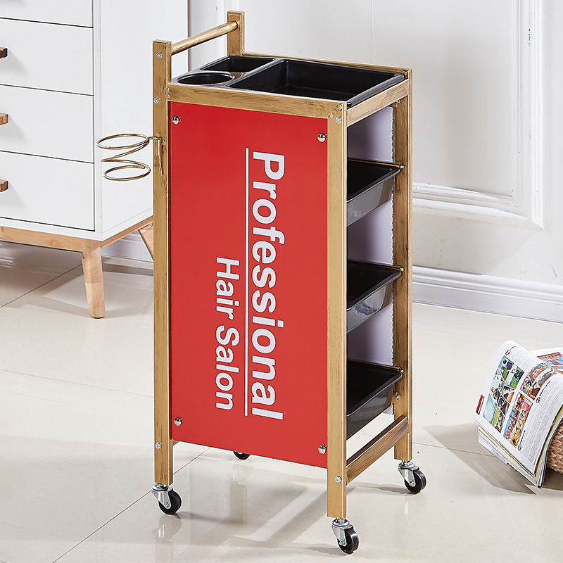 レトロ理髪カートヘアサロントロリーバーバー理髪店パーマ染料ツールカート美容トロリー