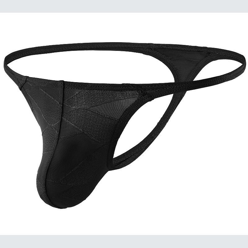 Ice Silk Embossed Men's Thong Underwear, Classic Pure Lust Temptation Pants, Nightclub Trendyy Low-Waist Sexy Single Thong Pants