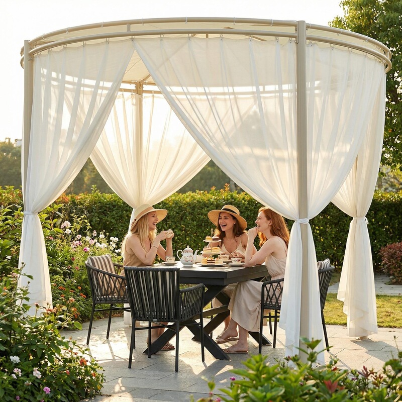 Outdoor Circular Sunshade Canopy Garden Courtyard Sun Protection Landscaping Gazebo Villa Swan Tent Yard Campsite Homestay Tent