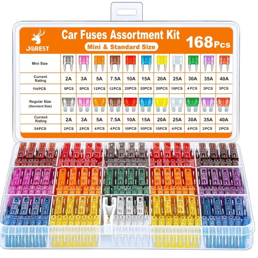 跨境货源礼盒装车用小号中号保险片2A-40A混装汽车168粒插片